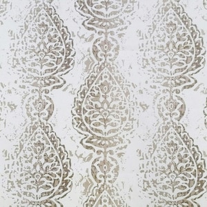 Subtle batik printed paisley in browns on ivory cotton, perfect for drapery, home decor, upholstery, apparel, crafts, etc.