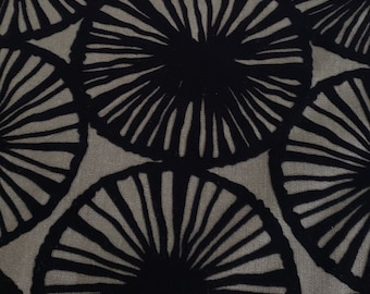 Fun Flocked circular pattern in Black on Gray steel perfect for Home Decor, upholstery, bedding, pillow, costume, apparel, & crafts