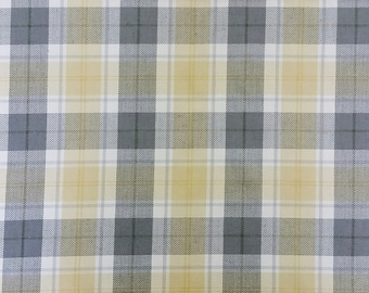 Xadrez de tecido fresco e macio em cinza, amarelo e marfim, perfeito para decoração de casa, estofados, roupas, artesanato, travesseiros, etc.