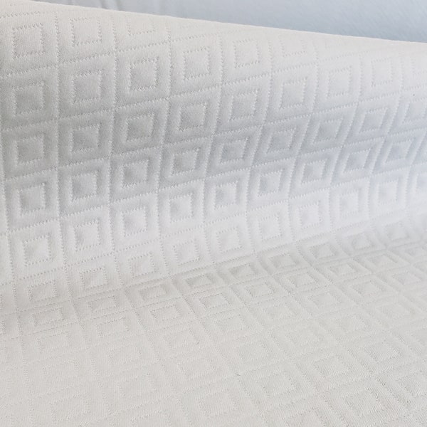 Diamond quilted cotton fabric in pale Blue, Indigo, Ivory, & Khaki perfect for home decor, upholstery, apparel, wedding, baby, pillows, etc.