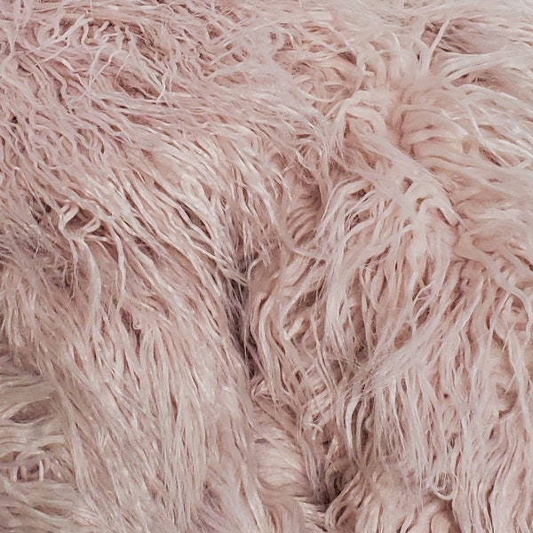 Long pile Alpaca curly faux fur in blush pink or snow white, Perfect for fun upholstery, crafts, home decor, parties, handbags, etc.