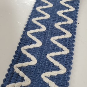 Navy & White cotton woven 2&quot; trim tape, Perfect for Drapery, bedding, tableware, handbags, upholstery, apparel, crafts, etc...