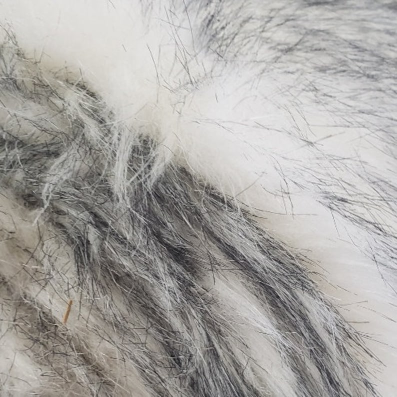 Thick White Faux Fur With Black Tips on the Ends Perfect for Etsy