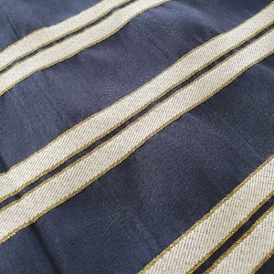 Navy & White stripe with Metallic Gold or Taupe Ivory Stripe with Met Gold Fabric PERFECT for Drapery, Upholstery, Bedding, Apparel, etc...