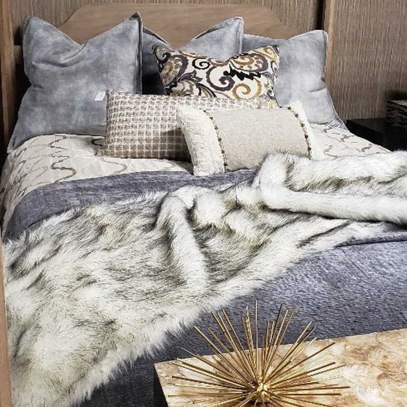 Thick White Faux Fur With Black Tips on the Ends Perfect for Etsy