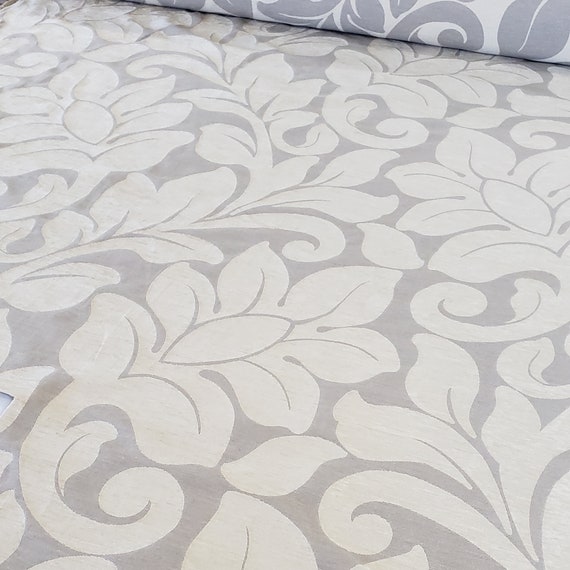 Large Scale Woven Damask Fabric by the Yard in Cream Etsy