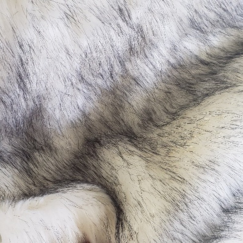 Thick White Faux Fur With Black Tips on the Ends Perfect for Etsy