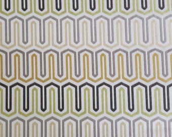 Fun woven geometric fabric yardage in colors of lime, gold, gray, & ivory - Perfect for Home Decor, Clothing, Sewing, etc.