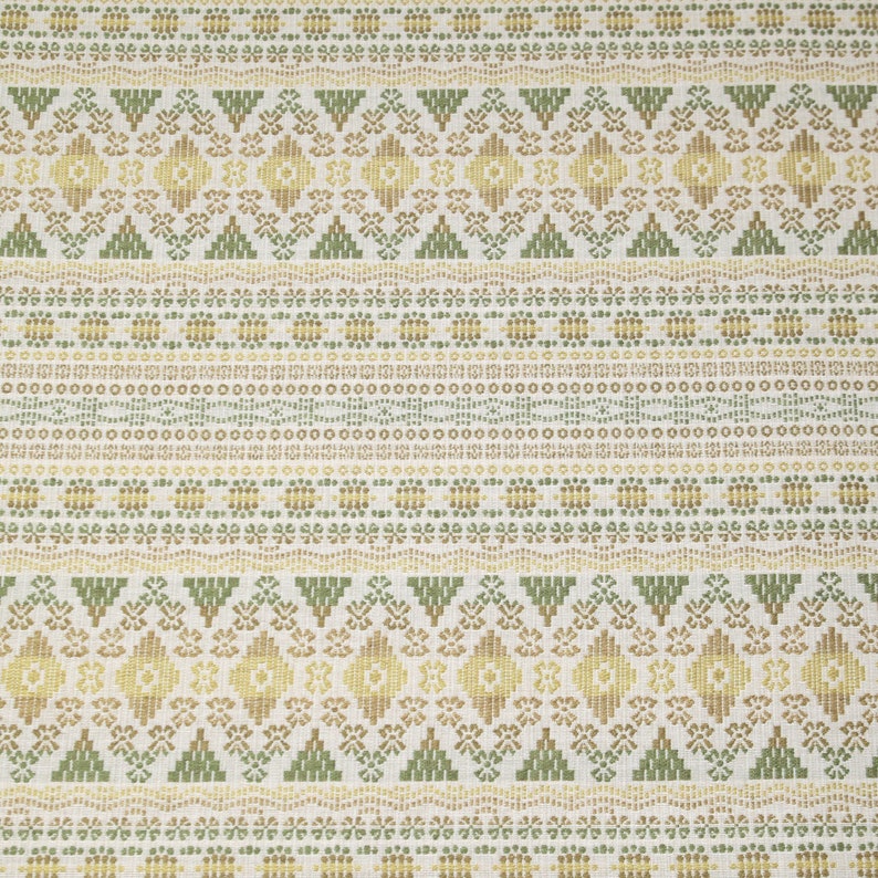 Colorful modern Fair Isle woven design in teal, blue, gold, yellow, green, ivory, & indigo perfect for bedding, apparel, table, upholstery,. image 8