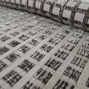 Thick bronze/brown geometric chenille square REVERSIBLE fabric, Perfect for Upholstery, thick drapery, bedding, bags, apparel, crafts,...