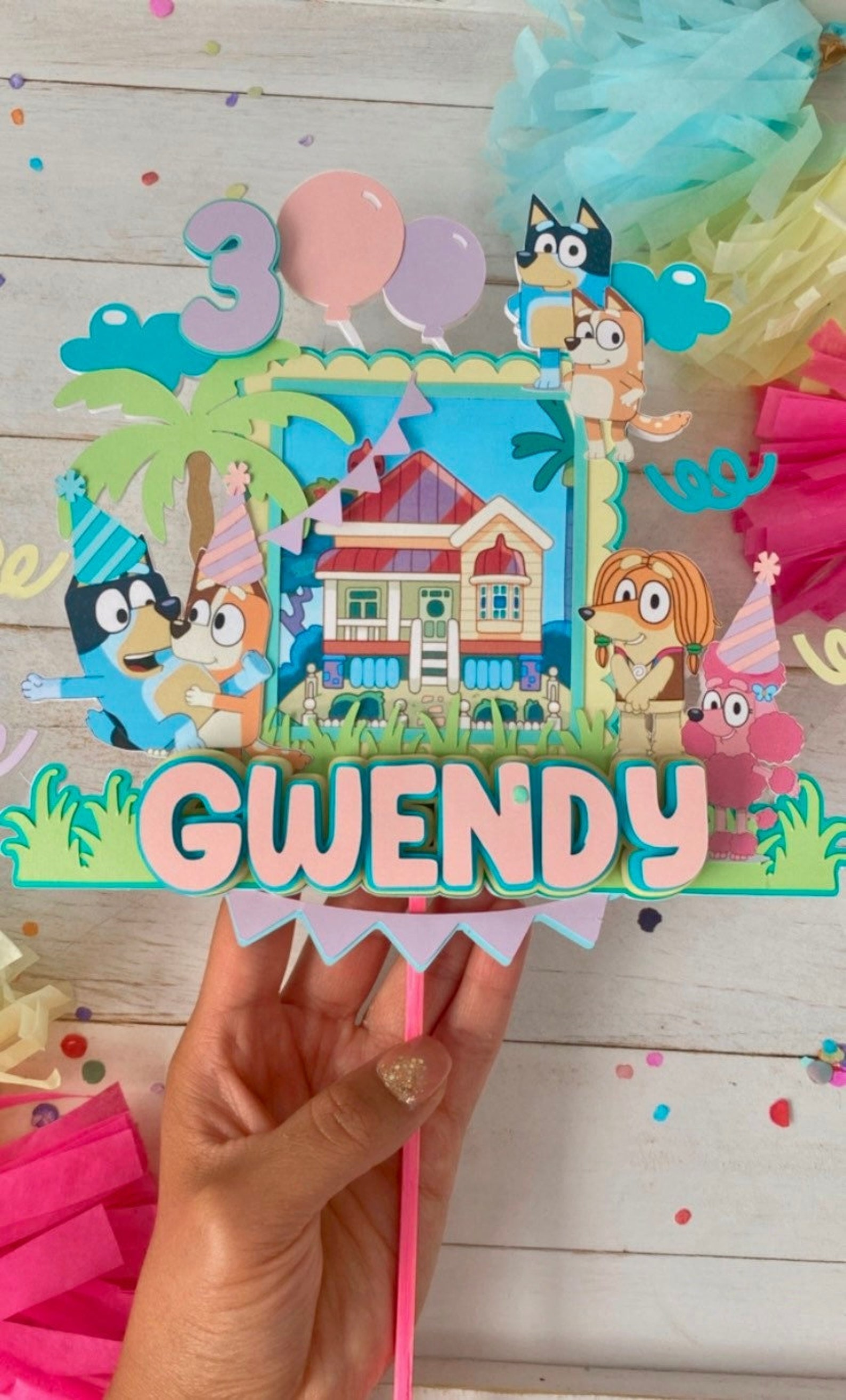 Bluey Cake Topper Bluey And Bingo Birthday Disney Theme Etsy New