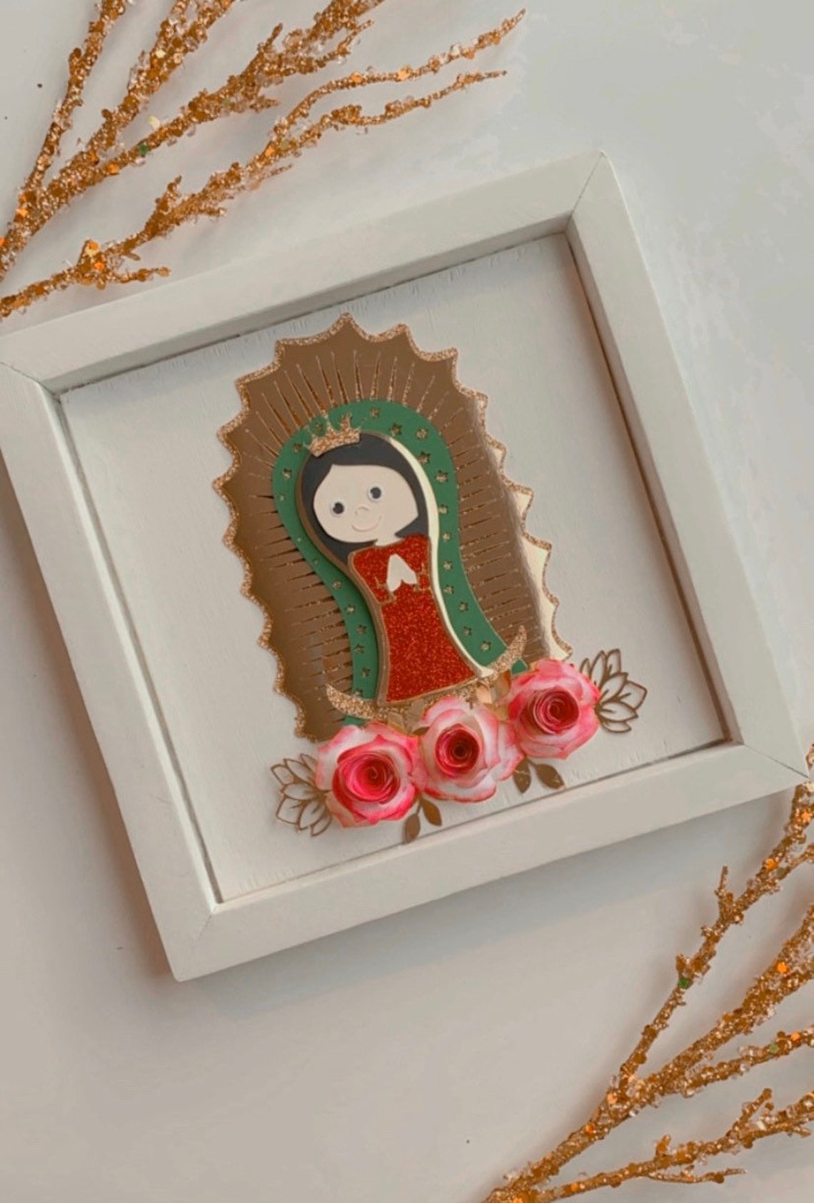 Marco 3D Virgen Guadalupe Arte de la pared Virgencita Etsy