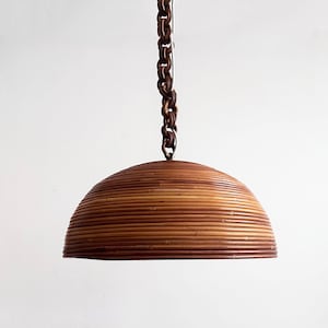 70s Italian rattan pendant light | Vivai del Sud Gabriella Crespi Bonacina era