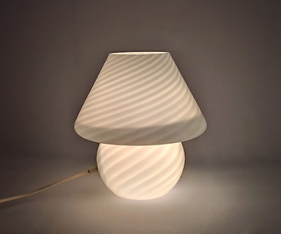 Amazing Italian murano glass mushroom table lamp with swirled glass| mid century modern 70s| Venini Mazzega Barovier Toso era