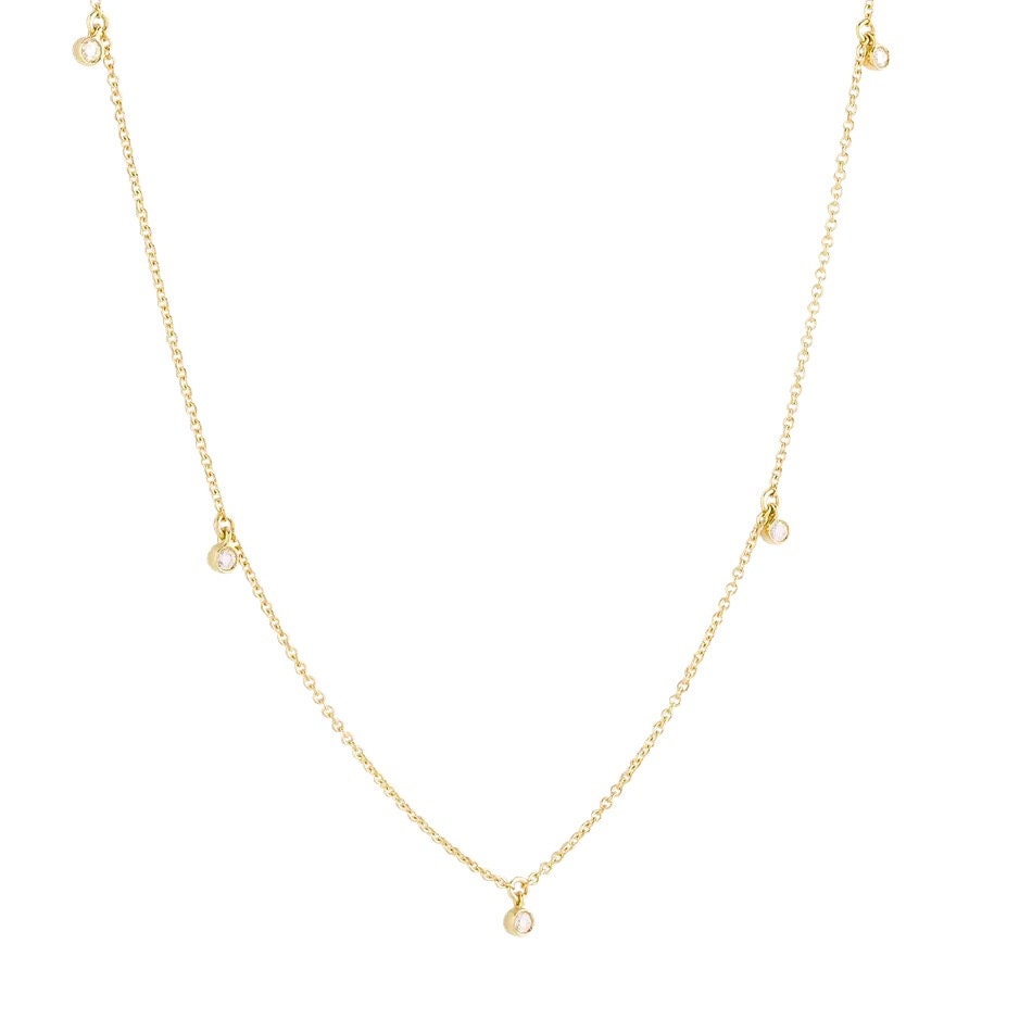 Sterling Silver Diamond Station Necklace in Stock 14k Gold Etsy Australia