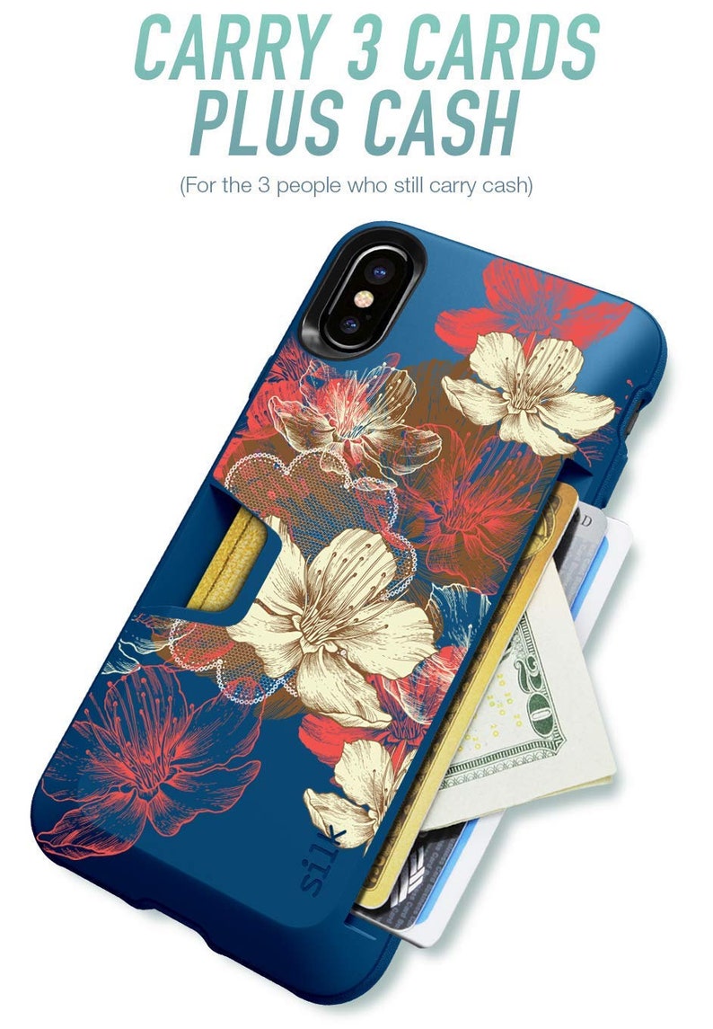 Slim Protective Vault Grip Credit Card Cover Smartish Wallet Slayer Vol For iPhone X XS Max 11 12 Mini Pro Max Silk - In Bloom 1