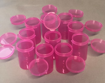 HoT BuBBleGum PINK 10 Pack 6 Dram One Piece Hinged Lid Plastic Containers Craft, Beads, Stash, Seeds, etc...
