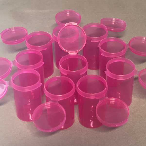 HoT BuBBleGum PINK 10 Pack 6 Dram One Piece Hinged Lid Plastic Containers Craft, Beads, Stash, Seeds, etc...