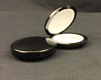 TWO ( 2 ) 58mm Black Compact Containers w/ White Nonstick Silicone Insert