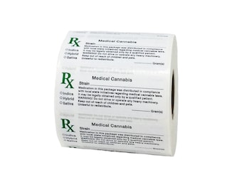 LABELS 1 Roll 1000 RX Generic Medical Strain Identifier Stickers 420 Marihuana Weed