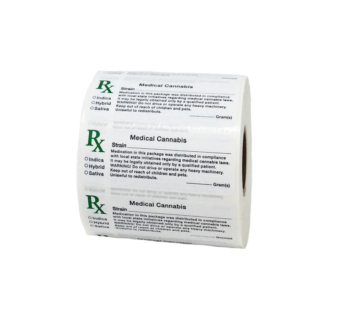 LABELS 1 Roll 1000 RX Generic Medical Strain Identifier Stickers 420 Marihuana Weed