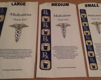 100pk MEDICATION EXIT BAGS Standing Paper Pharmacy Size Bags, Compliant Medication Packaging Small, Medium and Large Avaliable