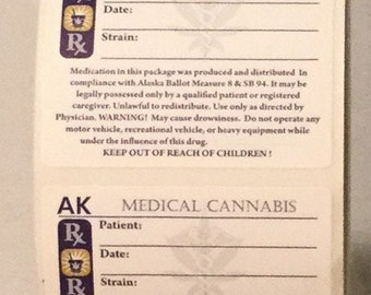 100 LABELS ALASKA RX Medical 420 Marihuana Weed Cannabis Strain Identifier Stickers