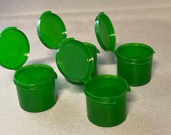 4 Pack 7.84 Dram ( 28mL ) GREEN Transparent Lacons Hinged Lid Plastic Container Made in the USA