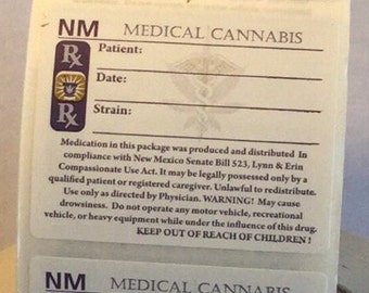 100 LABELS NEW MEXICO Rx Medical 420 Marihuana Weed Cannabis Strain Identifier Stickers
