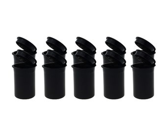 10 Pack BLACK Opaque Small 8 Dram Pop Top Open Bottle Containers