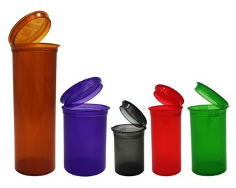 Dram 5 Pack  Random Transparent Color MIX  Pop Top Open Containers 1 Ea Size ( 60 dram, 30 dram, 19 dram, 13 dram, 8 dram ) Made USA