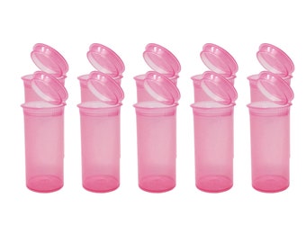 PINK 10 Pack 13 Dram Transparent Pop Top Child Resistant Containers w/ Label Options Made in USA