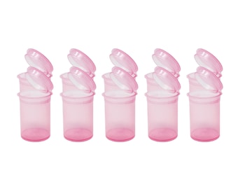 10-Pack Small 8 Dram Pop Top Open Bottle Containers - Transparent Pink