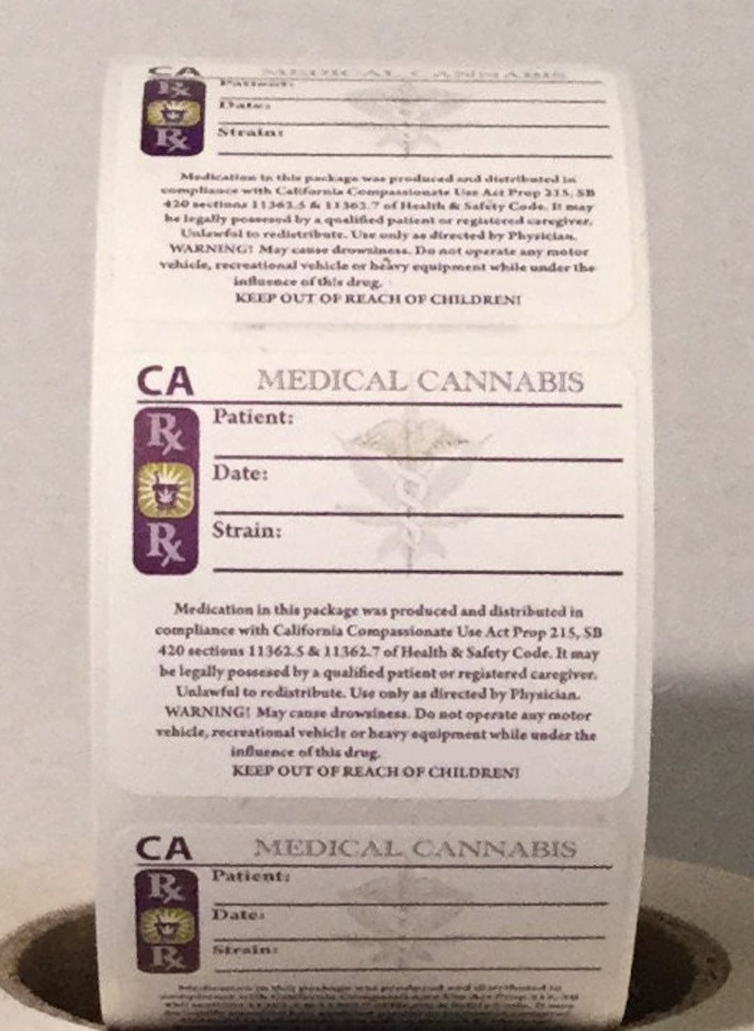 100 LABELS CALIFORNIA RX Medical 420 Marihuana Weed Cannabis Strain ...