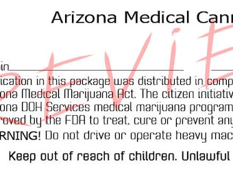 ARIZONA Green Cross Medical Sticker for Prescription Medical Weed Marihuana Marijuana Pot Cannabis 420 Identifier Downloadable Labels