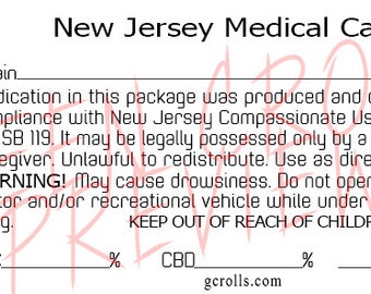 NEW JERSEY RX Medical Sticker for Prescription Medical Weed Marihuana Marijuana Pot Cannabis 420 Identifier Downloadable Labels