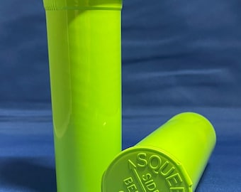 2 LIME GREEN 60 Dram One Piece Squeeze Pop Top Container w/ Label Options Made in USA
