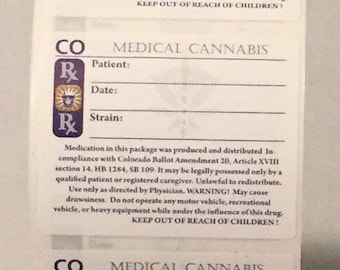 100 LABELS COLORADO RX Medical 420 Marihuana Weed Cannabis Strain Identifier Stickers