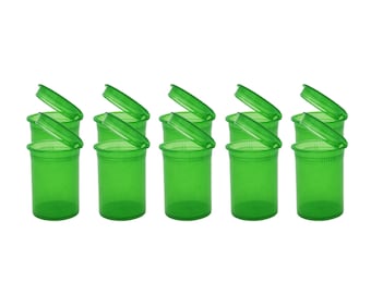 10 Pack TRANSPARENT Color Options Small 8 Dram Pop Top Bottle Containers Stash Jar, Medicine Vial >> Made in USA