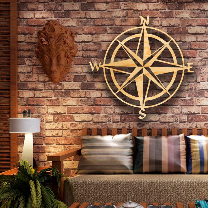 Wind Rose Compass wooden wall decor / decoration sign Etsy