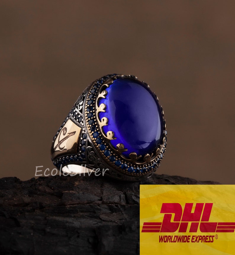 DHL EXPRESS SHIPPING,Sterling Silver Mens Ring,Mens Sapphire Ring,Sapphire Man Ring,Mens Unique Ring,Mens Handmade Ring,Silver Man Ring