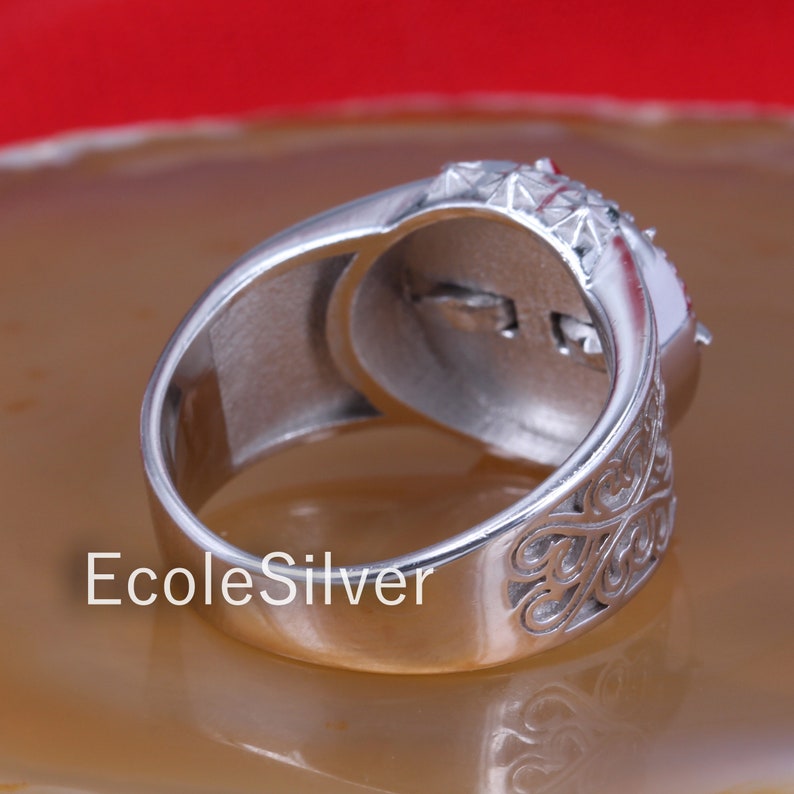 Sterling Silver Mens Ring Captains Compass ring North Star ring
