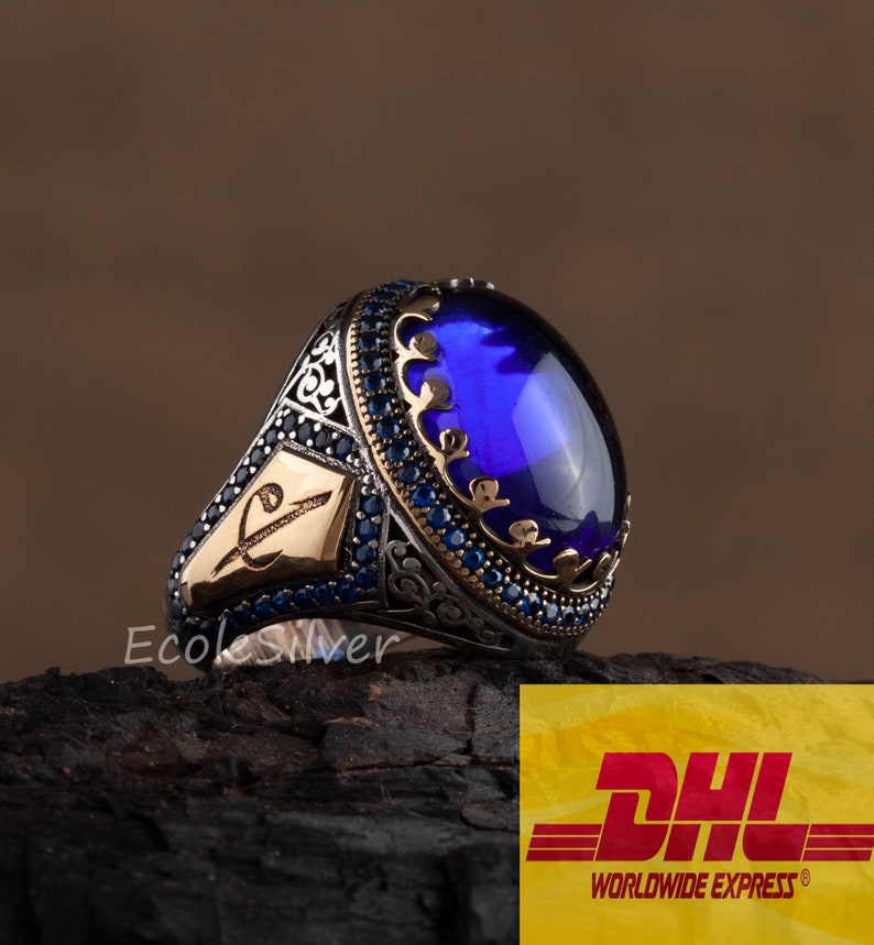 DHL EXPRESS SHIPPING,Sterling Silver Mens Ring,Mens Sapphire Ring,Sapphire Man Ring,Mens Unique Ring,Mens Handmade Ring,Silver Man Ring