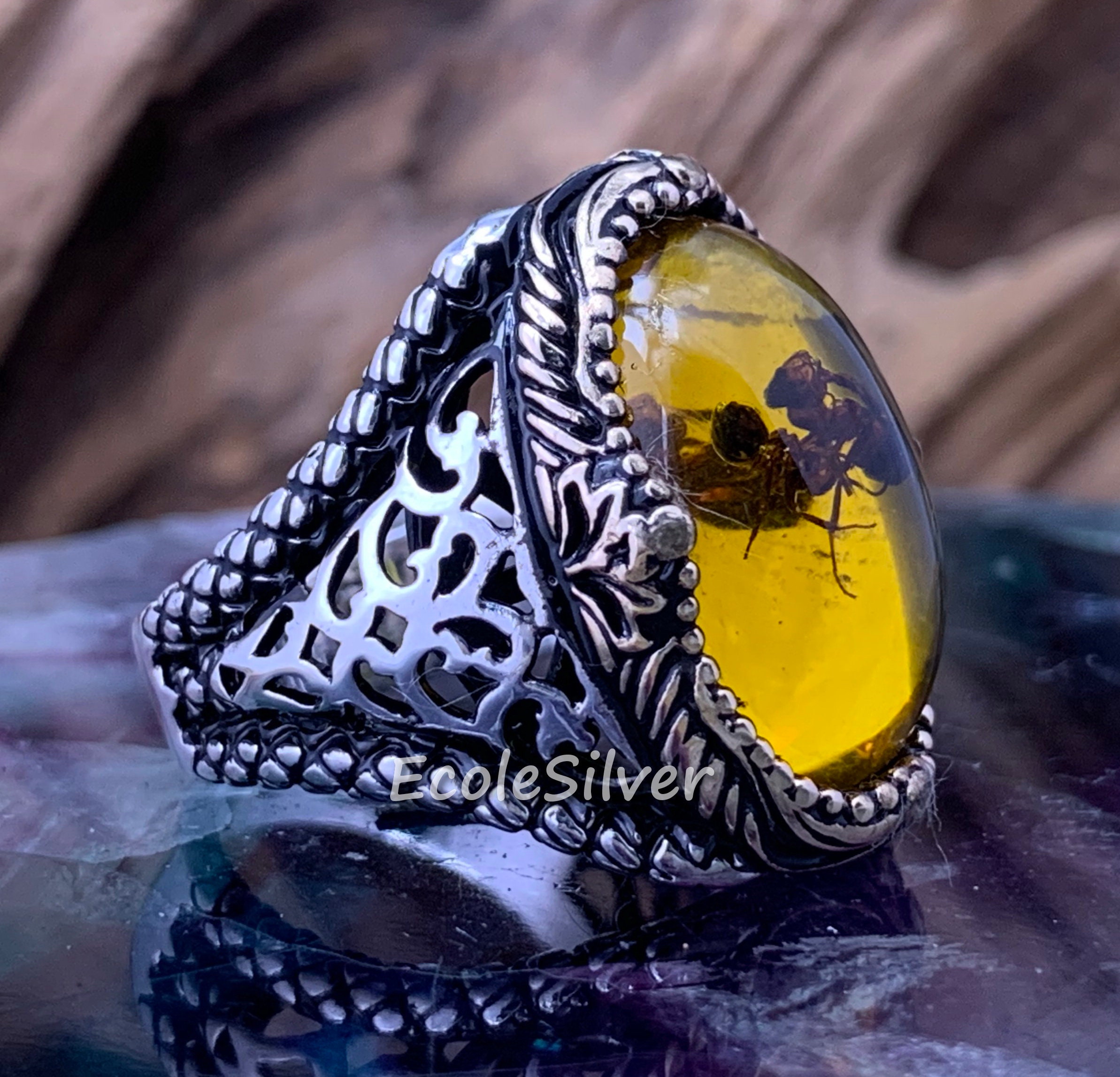 Amber insect hotsell ring