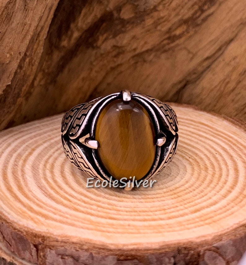 Tiger/'s Eye Stone Mens Ring,Sterling Silver Mens Ring,Tiger Eye Man Ring,Silver Tigers Eye Man Ring,Stone Mens Ring,925 Silver Man Ring