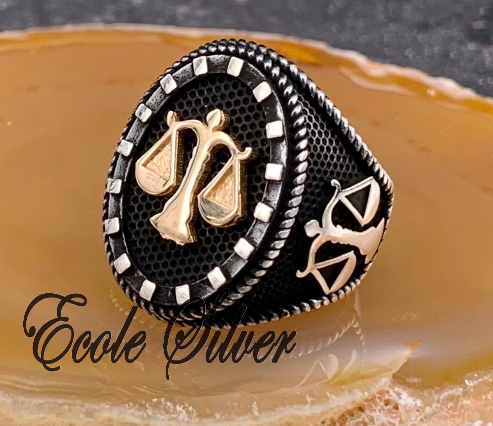 Lawyer Ring Scales of Justice Ring Mens Ring Sterling Silver Etsy