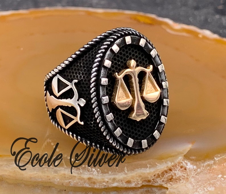 Lawyer Ring Scales of Justice Ring Mens Ring Sterling Silver Etsy