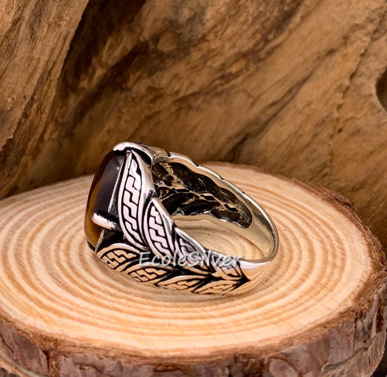 Tiger/'s Eye Stone Mens Ring,Sterling Silver Mens Ring,Tiger Eye Man Ring,Silver Tigers Eye Man Ring,Stone Mens Ring,925 Silver Man Ring