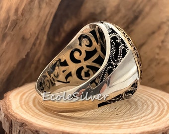 Tiger's Eye Stone Mens Ring,Sterling Silver Mens Ring,Tiger Eye Man Ring,Silver Tigers Eye Man Ring,Stone Mens Ring,925 Silver Man Ring