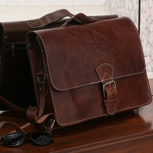 Leather Briefcase Genuine Leather Briefcase Brown Leather - Etsy